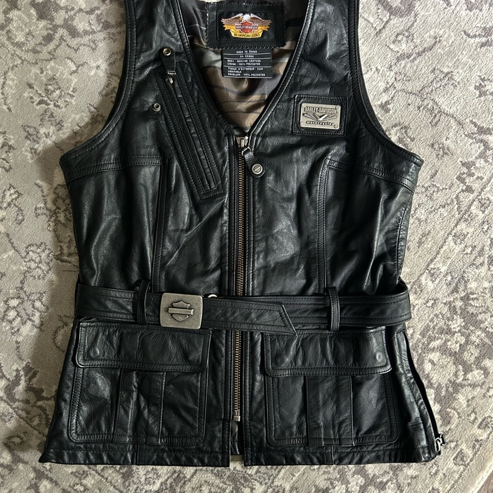 Harley-Davidson Black and Gray Leather Jacket